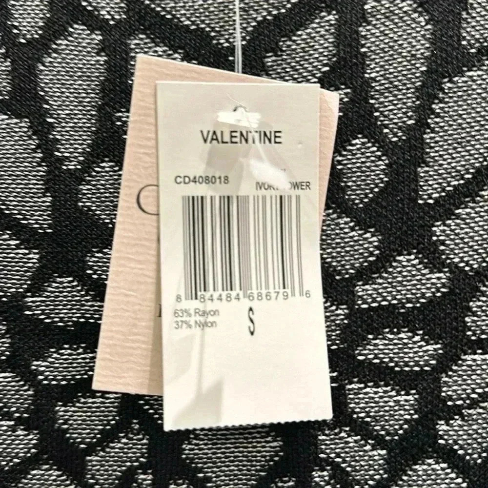 CARMEN Marc Valvo Valentine Black & Gray Knit Dress with Cap sleeves Size Small - Picture 9 of 11